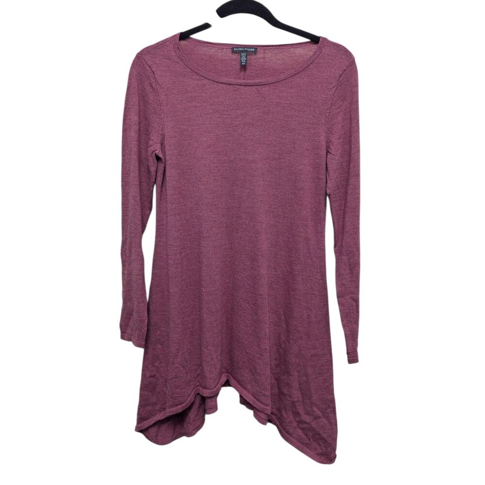 Eileen Fisher Sweater Tunic Red 100% Merino Wool Italian Yarn Size Small S